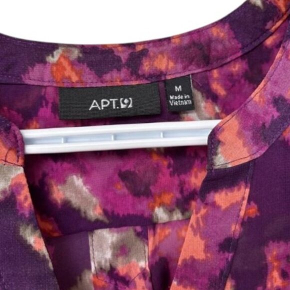 Apt.9 purple floral V-neck tunic semi-sheer blouse size M - Picture 3 of 6